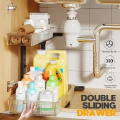 SEVOBAL 2 Pack Under Sink Organizer Pull Out Cabinet Organizer Acrylic Under Sink Storage Shelf For Kitchen Bathroom Cabinet, Black, 15.6"*10.61"*5.1" -Household Items GUEST 497163d7 1920 42a9 b625 8564743f0951