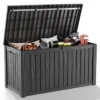 SEVOBAL Deck Boxes 150 Gal Outdoor Deck Box Waterproof, Large Patio Storage For Throw Pillows, Garden Tools, Black, 54.25"*26.5"*28.74"