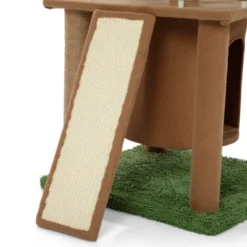 SEVOBAL Pet Tower Cat Tree With Artificial Leaves, Cat Condo And Scratching Post, Modern Cat Furniture, Brown, 19.30"*27.20"*76.80" -Household Items GUEST 4b28f0a6 635c 49b4 88ff d37481dcc83e