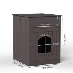 SEVOBAL Wooden Pet House Cat Litter Box Enclosure With Drawer, Side Table, Indoor Pet Crate, Cat Home Nightstand, Brown(18.9"*20.9"*25") -Household Items GUEST 4b3a9798 91e7 4fd2 917e fa66cb64d30a