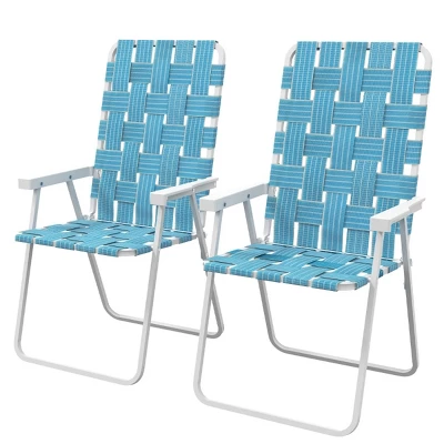 Sevobal Outdoor Portable Chairs 2PCS Folding Strap Chair Set With Armrests And Steel Frame For Patio And Garden, Blue, 22.5"*22.5"*37" 7 Sevobal Outdoor Portable Chairs 2PCS Folding Strap Chair Set With Armrests And Steel Frame For Patio And Garden, Blue, 22.5"*22.5"*37" - Image 5