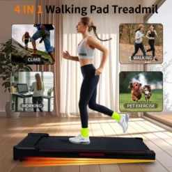 SEVOBAL Walking Pad Running 2.5HP Cushioned Belt 8° Incline Portable Treadmill Spacious Surface Under Desk Home Gym Office, Red, 45.7"*19.9"*4.9"