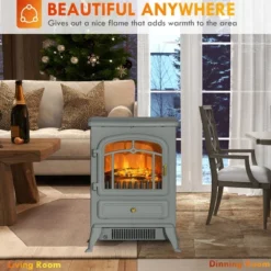SEVOBAL Fireplace Insert Heater Mantel 3D Flame Fireplace Stove Bottom Air Outlet Fire Place Panoramic Fire Place Heater, Gray, 17.7"*13.2"*22.2" -Household Items GUEST 4e43cbd5 afd8 4f1d 9dc2 73e678b04030