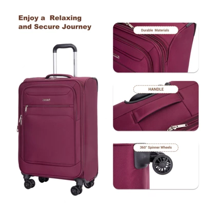 SEVOBAL Luggage 3 Piece Set With Spinner Wheels And Alloy Zipper For Comfortable Travel Experience, Red, 21.29"*13.66"*8.19" 5 SEVOBAL Luggage 3 Piece Set With Spinner Wheels And Alloy Zipper For Comfortable Travel Experience, Red, 21.29"*13.66"*8.19" - Image 3