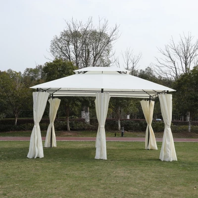 Sevobal Patio Umbrellas Outdoor Gazebo Canopy Tent With Ventilated Double Roof, Mosquito Net, Suitable For Backyard Garden, Beige, 120"*156"*108" 7 Sevobal Patio Umbrellas Outdoor Gazebo Canopy Tent With Ventilated Double Roof, Mosquito Net, Suitable For Backyard Garden, Beige, 120"*156"*108" - Image 5