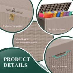 SEVOBAL Deck Boxes 100 Gal Outdoor Patio Storage Box With Handle, For Storage Patio Furniture Garden Tools, Brown, 48.03"*21.46"*24.53" -Household Items GUEST 50274ce6 3986 4072 b540 f827f881c6a3