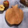 SEVOBAL Serving Platters Cute Apple Shape Wood Cheese And Bread Board With Asymmetrical Modern Design For Cakes, Appetizers, Brown, 9.5"*9.5"*1"