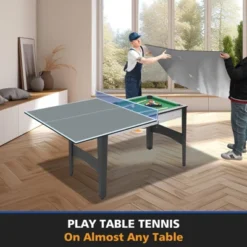 SEVOBAL Table Tennis Accessories 6ft Ping Pong Conversion Top Foldable Portable For Indoor Games, Grey, 35"*19"*3.1"