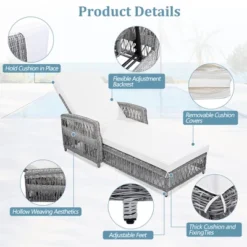 SEVOBAL Patio Accent Chairs, Outdoor Patio Single Sofa With Cushions, All Weather Rattan Chairs For Garden Backyard, White, 61.02"*25.6"*37.4" -Household Items GUEST 566de8fc 2ffe 4e5d b48e aa1cd8a83d6b