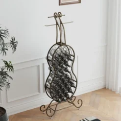 SEVOBAL Racks Unique Cello Shaped Freestanding Rack Space-Efficient Vertical Storage Design For Rooms, Antique Brown, 29.33"*6.34"*67.4"