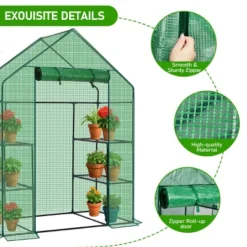SEVOBAL Greenhouse Outdoor Durable PE Plant Green House For Frost Protection Shelf Clips Roll-up Zipper Door Walk-in For Planter, Green, 99"*37"*10" -Household Items GUEST 5829864b 9fbc 4433 af9e 61c90c8acdb5
