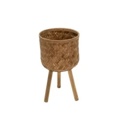 SEVOBAL Planters 11/13/15" Eco Friendly Bamboo Wood Planters Set Ideal For Indoor And Outdoor Plant Display, Brown, 15.00"*15.00"*26.00"