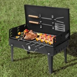 SEVOBAL Outdoor Grills, Griddles And Smokers Portable Square Charcoal Grill, BBQ With Adjustable Height For Outdoor, Black, 17.9"*12.79"*3.15" -Household Items GUEST 58484d93 2ebf 4fdc 81a5 aed8f8e192da