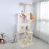 SEVOBAL Pet Tower Wooden Cat Tree With Spacious Condo, Transparent Spacecraft, Multi-Level Playground For Large Cats, White, 20.67"*12.4"*20.87" -Household Items GUEST 58916e9f 1a27 4c40 aa6e f42535860471