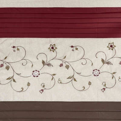SEVOBAL Shower Curtain Faux Silk With Floral Embroidery And Pintucked Detailing For Elegant Bathroom Decor, Red, 72"*72"*0.13" 4 SEVOBAL Shower Curtain Faux Silk With Floral Embroidery And Pintucked Detailing For Elegant Bathroom Decor, Red, 72"*72"*0.13" - Image 2