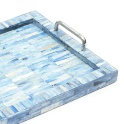 SEVOBAL Serving Platters 2 Set Handcrafted Checkered Serving Trays With Elegant Bone And Resin Set With Handles For Dining, Blue, 18"*11"*2.5" -Household Items GUEST 596cbf3e ff0b 4c5b a2d4 025ad2d0460b