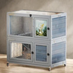 SEVOBAL Pet Crates And Houses Premium Two Level Small Animal Hutch With Safety Ramps And Slide Out Trays Easy Access Design, Grey, 35.4"*19.7"*36.6" -Household Items GUEST 5a092d9d 25db 47c5 a2a7 a6bcc3982ff2