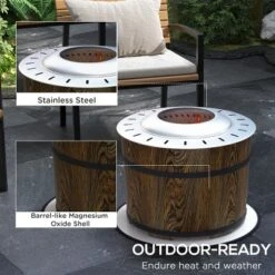 SEVOBAL Smokeless Fire Pit Fireproof Mat 22" Barrel Style Portable Wood Burning Firepit Camping Bonfire Stove Patio Garden, Brown, 22.75"*22.75"*18" -Household Items GUEST 5a2b4fee 37f9 4f29 866a bb673815e3b7