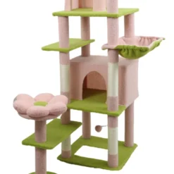 SEVOBAL Pet Tower Floral Cat Tree With Spacious Condo And Hammock, Multi-Level Playground For All Age Cats Playing, Sleeping, Pink, 20"*20"*14.4" -Household Items GUEST 5b07c408 617b 43bb 9c66 58cfd47bee63
