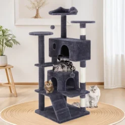 Sevobal Pet Tower Multi-Functional Cat Tree House Cat Climbing Frame, Lounge And Recreation Area Detachable Toy, Blue, 50″*50″*135″ -Household Items GUEST 5b70b624 aa85 40d7 8f8e 3505ce33ca5a