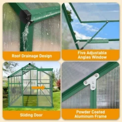 SEVOBAL Greenhouse Quick Setup For Outdoors With Roof Vent Walk In Green Houses Opendoor For Outside Outdoor Garden Backyard, Green, 135"*68"*13.5" -Household Items GUEST 5b9fedb1 52bf 4bfd 9e49 1bef812857d7