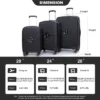 SEVOBAL Luggage 3 Piece Set Expandable Hardshell Suitcase With Double Spinner Wheels For Travel, Black, 19.88"*12.2"*29.72" -Household Items GUEST 5ba2661f 449d 4e18 b4fb d661e3a64dcc
