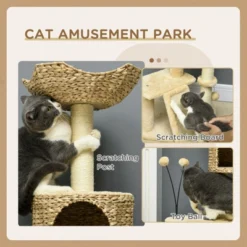 SEVOBAL Cat Tree For Indoor Cats, Cat Tree Tower With Scratching Posts, Ramp, Condo, Toy Balls, Platforms, Bed, Ramp, Beige (17.75"*15.75"*45.75") -Household Items GUEST 5c626f16 9ae5 4188 b740 6a5e75908fa8
