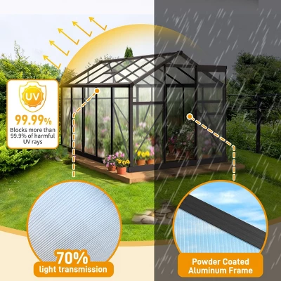 SEVOBAL Greenhouse Quick Setup For Outdoors With Roof Vent Walk In Green Houses Opendoor For Outside Outdoor Garden Backyard, Black, 135"*68"*13.5" 5 SEVOBAL Greenhouse Quick Setup For Outdoors With Roof Vent Walk In Green Houses Opendoor For Outside Outdoor Garden Backyard, Black, 135"*68"*13.5" - Image 3
