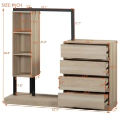 SEVOBAL Garment Racks Armoire Wardrobe With Drawers Shelves Durable Clothes Rack For Hanging Clothes Bedroom Living Room, Beige, 151.13"*50.04"*22.86" -Household Items GUEST 5efb8760 98f5 4281 8ec0 7e6a093b6a54