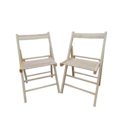 Sevobal Outdoor Portable Chairs 2 Piece Slatted Wood Folding Chair Set For Kitchen Special Events Outdoor Backyard Garden, Beige, 15.6"*22.8"*31"