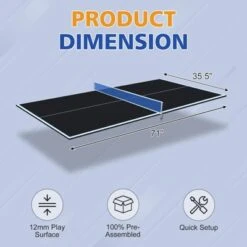 SEVOBAL Table Tennis Accessories 6ft Ping Pong Conversion Top Foldable Portable With Solo Play Option For Indoor Games, Black, 35"*19"*3.1" -Household Items GUEST 60b865b7 25a6 42bc 8648 5863ab5f7233