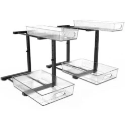 SEVOBAL 2 Pack Under Sink Organizer Pull Out Cabinet Organizer Acrylic Under Sink Storage Shelf For Kitchen Bathroom Cabinet, Black, 15.6"*10.61"*5.1" -Household Items GUEST 60c5a106 b986 4daa aa60 b75423b72cfc