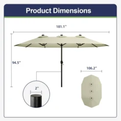 Sevobal Patio Umbrellas Large Double Sided Twin Outdoor Market Umbrella, Crank Handle For Deck, Lawn, Backyard, Sun Shade, White, 181.1“*106.2"*94.5" -Household Items GUEST 61145f18 ecba 4af3 8314 9638f4a921f9
