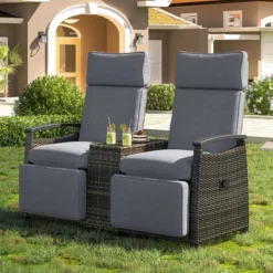 SEVOBAL Patio Accent Chairs, All Weather Outdoor Patio Chairs High Back Couch With Premium Cushions For Garden Backyard, Gray, 47.6"*23.6"*46.1"