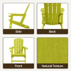 SEVOBAL Outdoor Portable Chairs Folding Adirondack Wooden Textured With Cup Holder Weather Resistant With Cup Holder, Yellow, 29.6"*31.4"*36.4" -Household Items GUEST 623fbf55 8c76 41a8 bcdc 4fd05d8b28ac