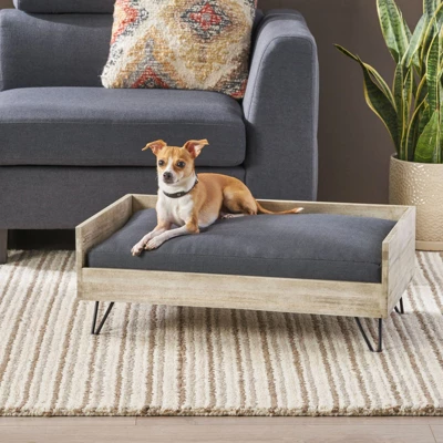 SEVOBAL Acacia Wood Pet Bed,Dog Bed Fabric Plush Tufted Cushion And Minimalist Hairpin Legs Fit Small Dogs,Beige(29.5"*17.75"*11") 3 SEVOBAL Acacia Wood Pet Bed,Dog Bed Fabric Plush Tufted Cushion And Minimalist Hairpin Legs Fit Small Dogs,Beige(29.5"*17.75"*11")