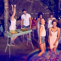 SEVOBAL Outdoor Grills, Griddles And Smokers Foldable Outdoor BBQ Set With Non Stick Pan, Accessories For Camping, Picnics, Silver, 28.7"*12.99"*7.3" -Household Items GUEST 6359e6b4 b272 42f5 85d7 f1df16f2e307