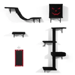 Sevobal Pet Tower 5 PCS Gothic Wall Mounted Cat Furniture, Luxury Cat Wall Furniture Set, Cat Climber, Cat Bridge, Multicolored, 11.8"*7.9"*36.6"