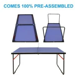SEVOBAL Table Tennis Accessories 4ft Foldable Ping Pong Table Set With Net And Paddles For Indoor Outdoor Game, Blue, 33.27"*29.72"*4.33"