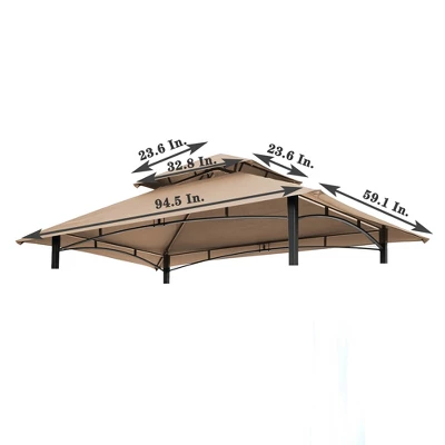 Sevobal Patio Umbrellas Grill Gazebo Replacement Canopy, Double Tiered BBQ Tent Roof Top Cover, Top Cover Only, Beige, 94.5"*59"*8.66" 4 Sevobal Patio Umbrellas Grill Gazebo Replacement Canopy, Double Tiered BBQ Tent Roof Top Cover, Top Cover Only, Beige, 94.5"*59"*8.66" - Image 2