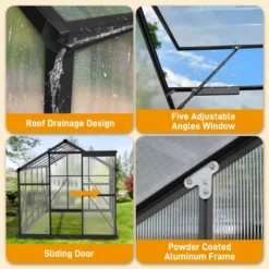 SEVOBAL Greenhouse Quick Setup For Outdoors With Roof Vent Walk In Green Houses Opendoor For Outside Outdoor Garden Backyard, Black, 135"*68"*13.5" 10 SEVOBAL Greenhouse Quick Setup For Outdoors With Roof Vent Walk In Green Houses Opendoor For Outside Outdoor Garden Backyard, Black, 135"*68"*13.5" -Household Items GUEST 657a171a 05dc 466a b3a3 399aac6d0a68