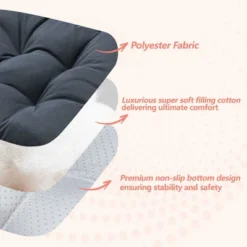 SEVOBAL 2Pack Square Seat Cushions With Premium Soft Cotton Filling, Non-Slip Bottom Durable Chair Pads For Dining Room, Dark Gray, 17.8"*17.8"*2.8" -Household Items GUEST 65ce90aa 9a68 4109 b33f 65b1fd95e97f