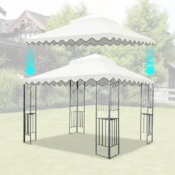 Sevobal Patio Umbrellas Outdoor Patio Gazebo Canopy, Outdoor Replaceable Canopy, Double Shed Roof, Canopy Top Only , Beige, 118"*118"*26.78" -Household Items GUEST 66ec3b02 348e 4f25 bc64 554e3c59ca1b