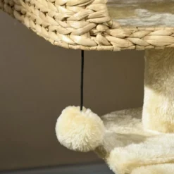 SEVOBAL Cat Tree For Indoor Cats, Cat Tower With Scratching Posts, Ramp, Condo, Toy Balls, Platform, Bed, Ramp, Beige (23.5"*15.75"*38.5")