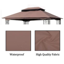 Sevobal Patio Umbrellas Outdoor Patio Gazebo Replacement Canopy, Double Tiered Gazebo Tent Roof Top Cover Only, Brown,129.93"*104.33"*36.78" -Household Items GUEST 676f3a80 4c8a 41a1 b295 97a872c89ef1