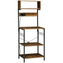 SEVOBAL Bakers Racks Kitchen Storage Stand Freestanding Rack With Adjustable Shelves And Hooks For Living Space, Rustic Brown, 23.5"*16.5"*60.3" -Household Items GUEST 67743f2b ce9b 4fb1 a307 2a58b447f9db