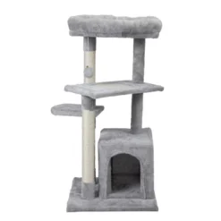 Sevobal Pet Tower, Double Layer Cat Tree Tower With Scratching Posts And Caves, Multi-Level Activity Center For Indoor Cats, Gray, 15.7"*15.7"*31.4" -Household Items GUEST 677c33c7 cda9 4aab 97f5 566ab1b66175