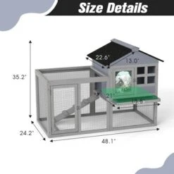 Sevobal Pet Carriers, Large Rabbit Hutch With Waterproof Roof, Portable Fence For Indoor Outdoor, Gray, 48.1"*24.2"*35.2" -Household Items GUEST 6860da31 d485 435c ba3b 36d1fdf98507