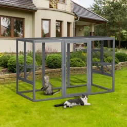 Sevobal Pet Crates And Houses Spacious Cat Cage With Waterproof Roof And Adjustable Pedals Suitable, Cage For Outdoor Indoor, Gray, 70.9"*31.5"*31.5"