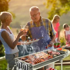 SEVOBAL Outdoor Grills, Griddles And Smokers Foldable Outdoor BBQ Set With Non Stick Pan, Accessories For Camping, Picnics, Silver, 30.3"*11.17"*7.5" -Household Items GUEST 697598ad c75d 410a ae88 65ce10cc2311